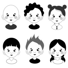 set of six childrens portraits of boys and girls 