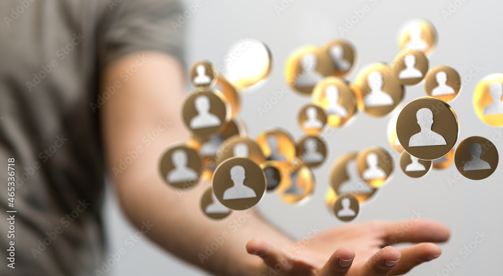 Aufkleber Global network. Blockchain. 3D illustration. Neural networks and artificial intelligence. Abstract