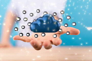 Cloud computing concept.Abstract cloud connection technology background.