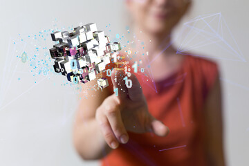 small data Cloud technology. Polygonal wireframe art looks like constellation