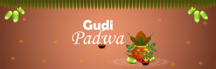 Vector illustration of gudi padwa banner