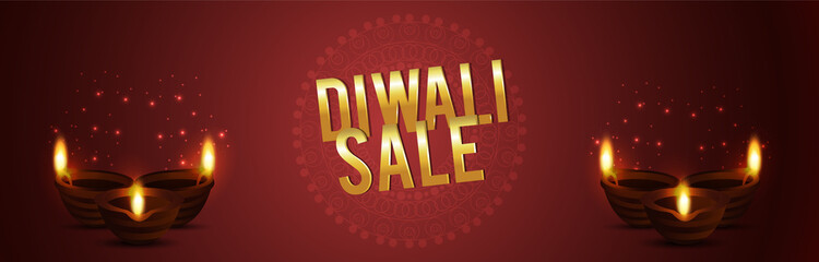 Diwali sale background with creative diwali diya and background