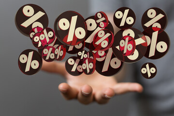 Sale percent discount % text on white background. clearance sale 3d