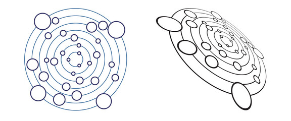 Abstract circles background. Includes perspective view, can use as logo or icon.