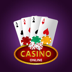 Casino online game with playing cards and gold coin