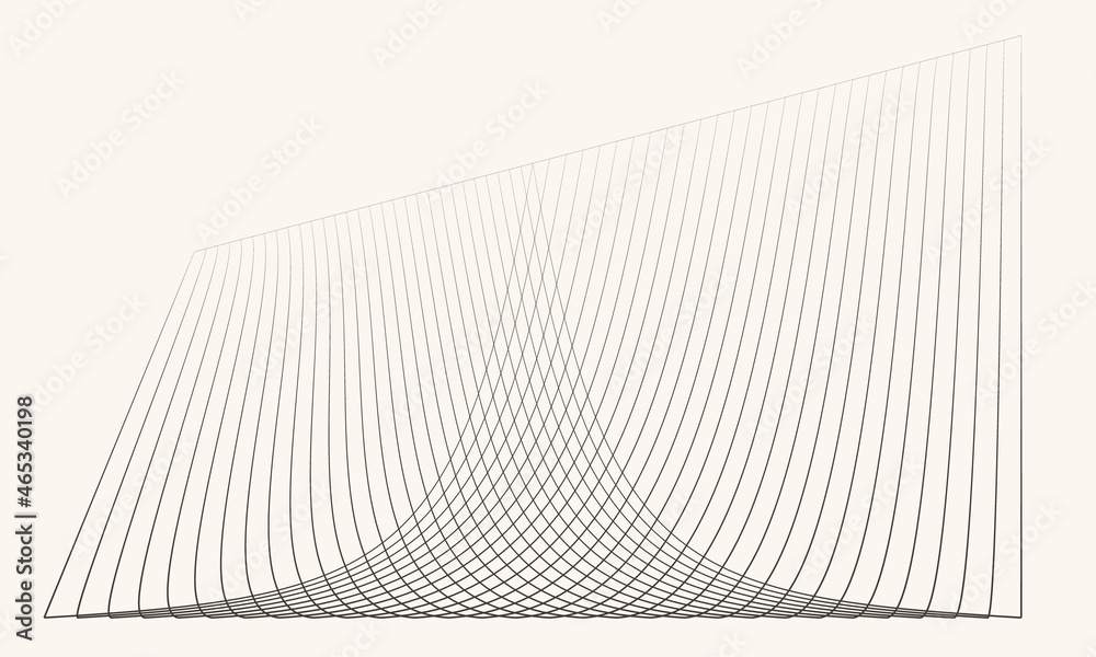 Poster Abstract geometric background with lines. Elegant linear surface with distort and perspective.