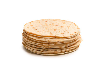 Grilled pitta bread isolated on white background.