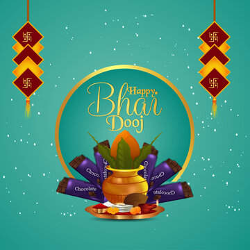 Bhai dooj the festival of brother and sister relationship with golden kalash
