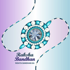 Happy raksha bandhan indian festival celebration greeting card with realistic rakhi