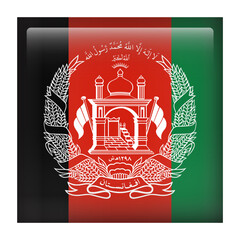 Afghanistan 3D Square Country Flag button Icon
