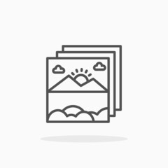 Gallery Picture icon. Editable Stroke and pixel perfect, outline style. Vector illustration. Enjoy this icon for your project.