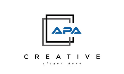 APA square frame three letters logo design vector - obrazy, fototapety, plakaty