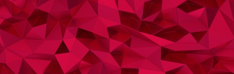 Fototapeta premium 3d render, abstract magenta crystal background, faceted texture, macro panorama, wide panoramic polygonal wallpaper