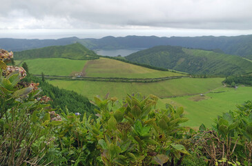 lake cidades viewpoint on the azores island