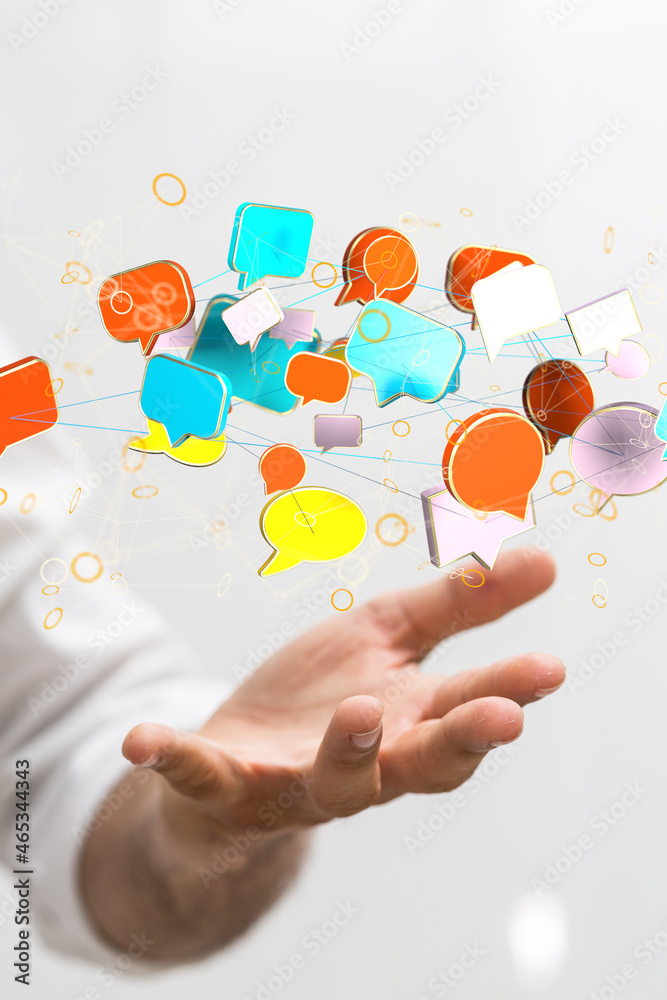 Poster hand holding using mobile phone with email icon on screen. concept of business communication