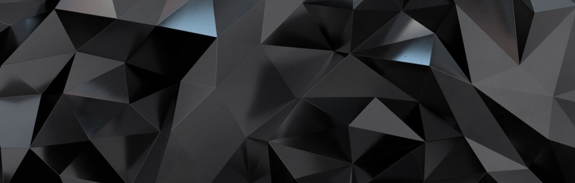 High resolution 3d abstract geometric black background, triangle seamless © vegefox.com