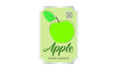 Emblem, food label apple. Bioproduct packaging. Natural product.
