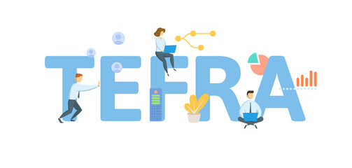 TEFRA, Tax Equity Fiscal Responsibility Act. Concept with keyword, people and icons. Flat vector illustration. Isolated on white.