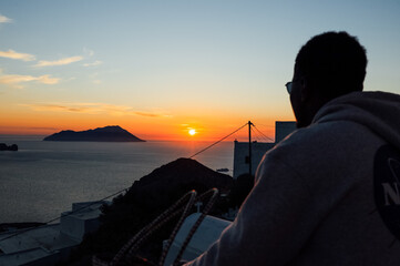 Fototapeta premium Sunset at Sea with person