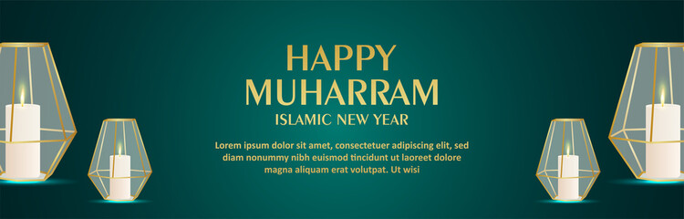 Islamic festival happy muharram celebration banner