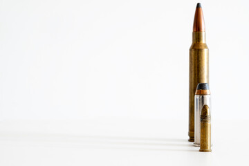 different type of bullets isolated over a white background