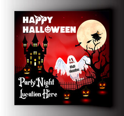 Happy Halloween Social Media Post Template Design For Halloween
