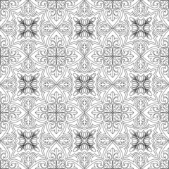 Seamless tiles background. Black and white mosaic background in dutch, portuguese, spanish, italian style.