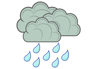 Vector illustration of weather storm, symbol of rain - weather and lightning icon.