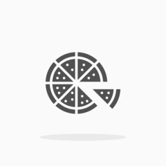Pizza icon. Solid Glyph black style. Vector illustration. Enjoy this icon for your project.