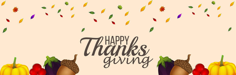 Obraz premium Happy thanksgiving day celebration banner with vector illustration