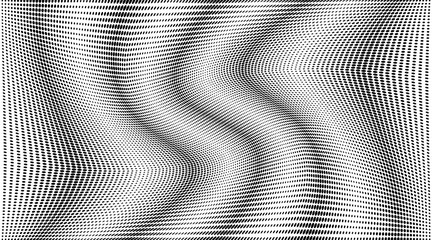 Wavy gradient halftone dots grunge wide background
