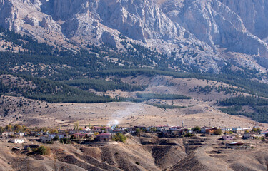 A western side view of the village Elekligol, and the cedar forest on the Aladaglar Mts. in Camardi district of Nigde Province.