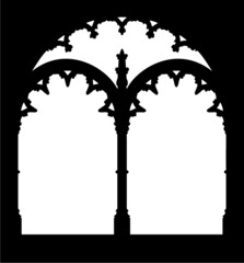 Menuelle window.
Silhouette of gallery window. Jeronimos Monastery, landmark of Lisbon, Portugal.