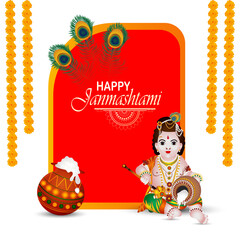 Indian festival happy janmashtami celebration background