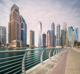 Obraz na płótnie Canvas Day view of Dubai Marina bay with clear sky, UAE