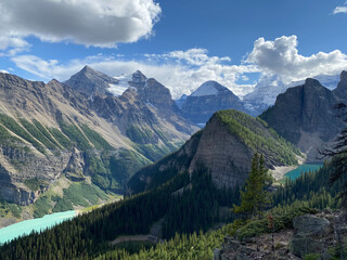 Fototapeta premium two mountain lakes view in Alberta