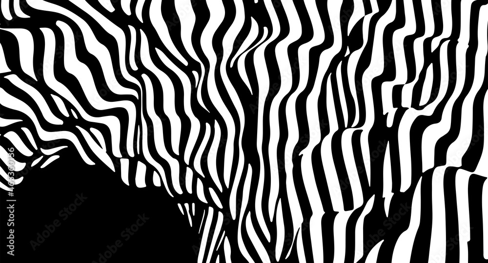 Poster Distorted lines. Wave is a distortion effect. Optical illusion. Circular lines stripes or background with wavy distortion effect. Vector illustration.