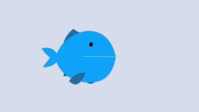 Big fish eating little fish. Cartoon business metaphor. Large and small. Seamless loop.
