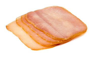 Raw ham isolated on white background
