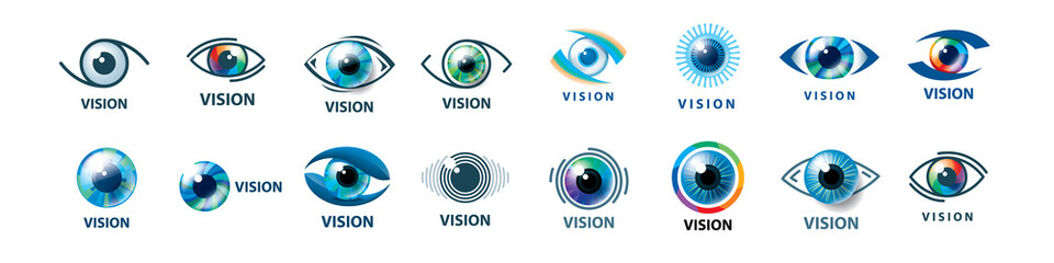 A set of vector logos with an image of an eye - 465367760