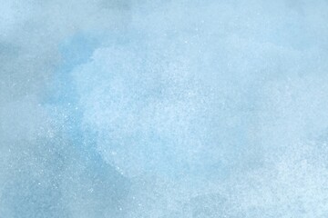 Fototapeta premium blue background with snow, simple watercolor background with bubbles, stains, ocean, minimalistic wallpaper, turquoise teal paint, sea, water, light, color splash, Christmas, winter, snowflake, flakes