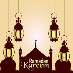 Ramadan kareem flat design concept with islamic lantern