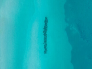 Rocks underwater in tropical ocean