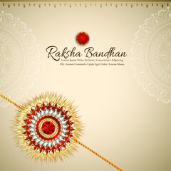 Raksha bandhan indian festival greeting card with creative rakhi