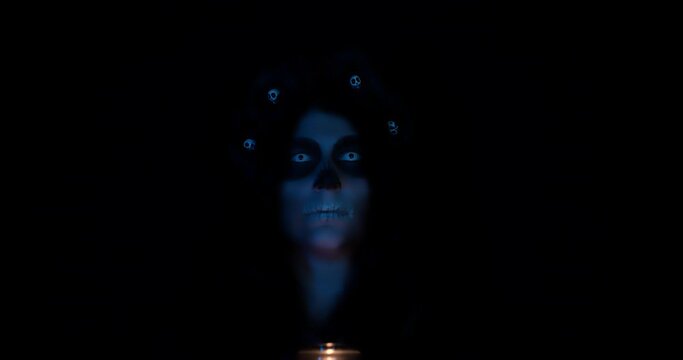 Day of the dead scary look and candle