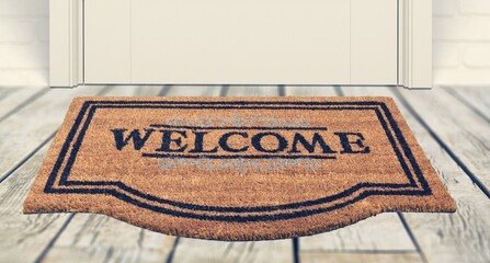 Door mat on the floor in the hallway in room