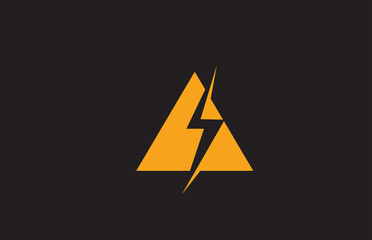 A yellow black alphabet letter logo icon. Electric lightning design for power or energy business