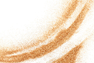 Fototapeta na wymiar Gold and bronze glitter color confetti dots wave on white. Abstract glow shiny background.