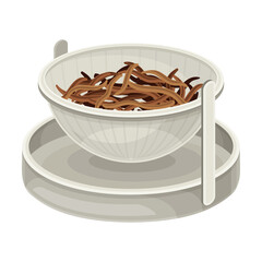 Dry Fermented Black Tea for Hot Aromatic Beverage Preparation Closeup Vector Illustration