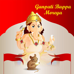 Ganpati bappa moreya celebration background with vector illustration of lord ganesh